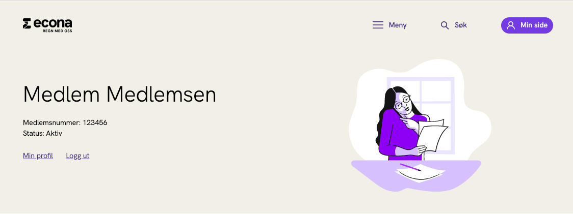 Skjermbilde av Min side fra econa.no