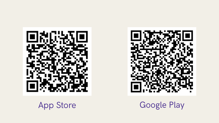 QR-koder som tar deg til Apple og Googles app stores for nedlasting av karriereportalens App.