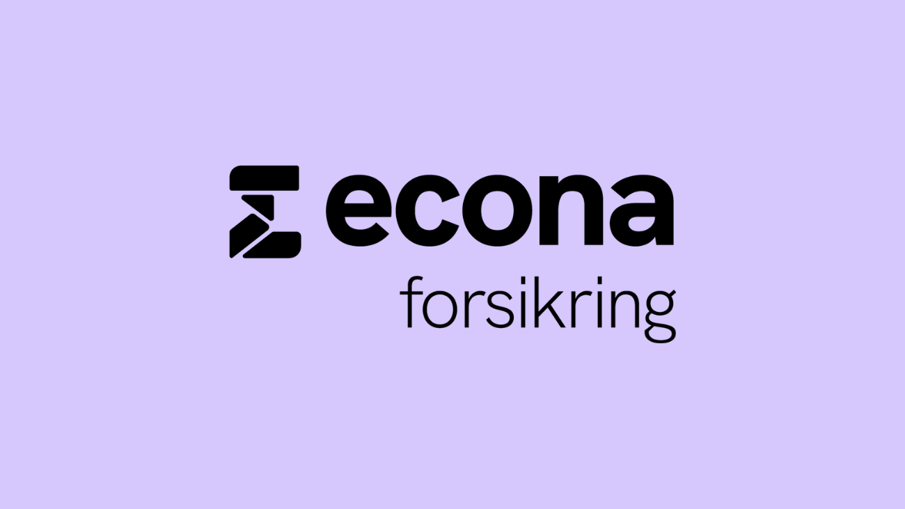 Econa forsikring grafikk med lys lilla bakrgunn