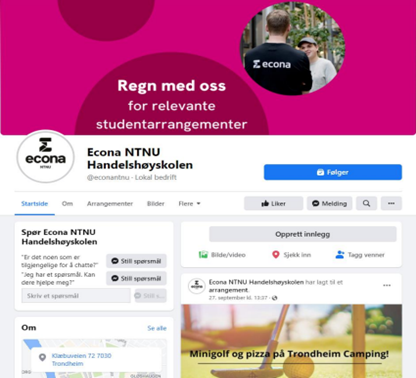 Bilde 1: Eksempel på hvordan Facebook-siden skal se ut.